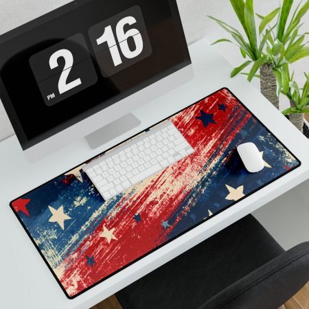 Patriotic American Flag Desk Mat — Red White Blue Stars Gaming/Office Mouse Pad