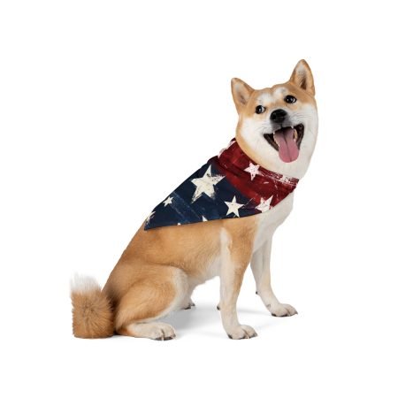Patriotic Stars Pet Bandana – American Flag Red White Blue Dog Bandana for 4th of July