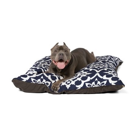 Medallion Navy Pet Bed — Reversible Decorative Dog & Cat Cushion