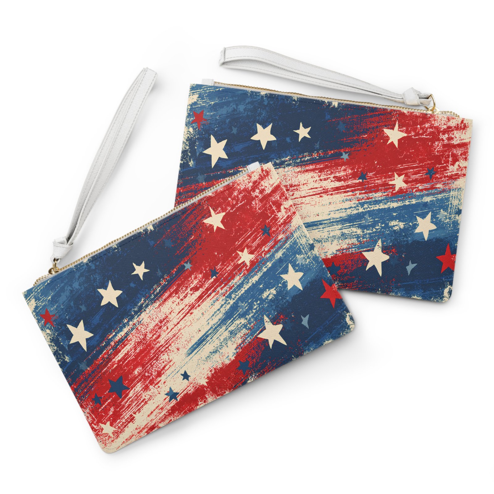 Patriotic Distressed Stars Clutch Bag — Red White & Blue Wristlet for 4th of July - Image 3