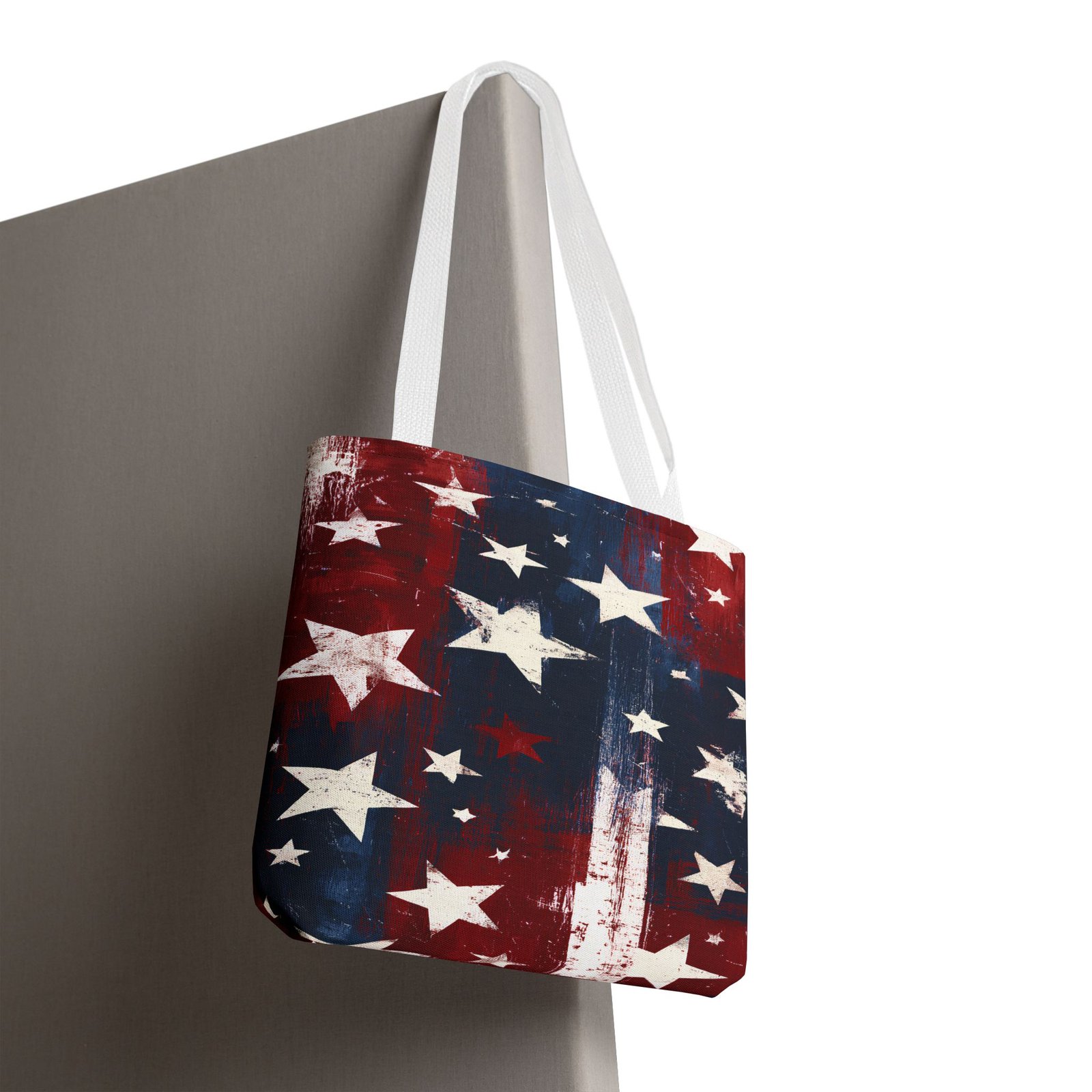 American Flag Stars Tote Bag — Patriotic Distressed AOP Shopper - Image 4