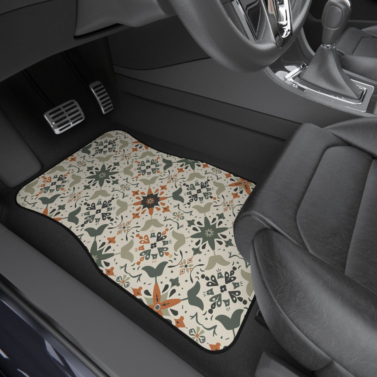 Stylish Floral Car Mats - Set of 4 - Perfect for Home and Travel