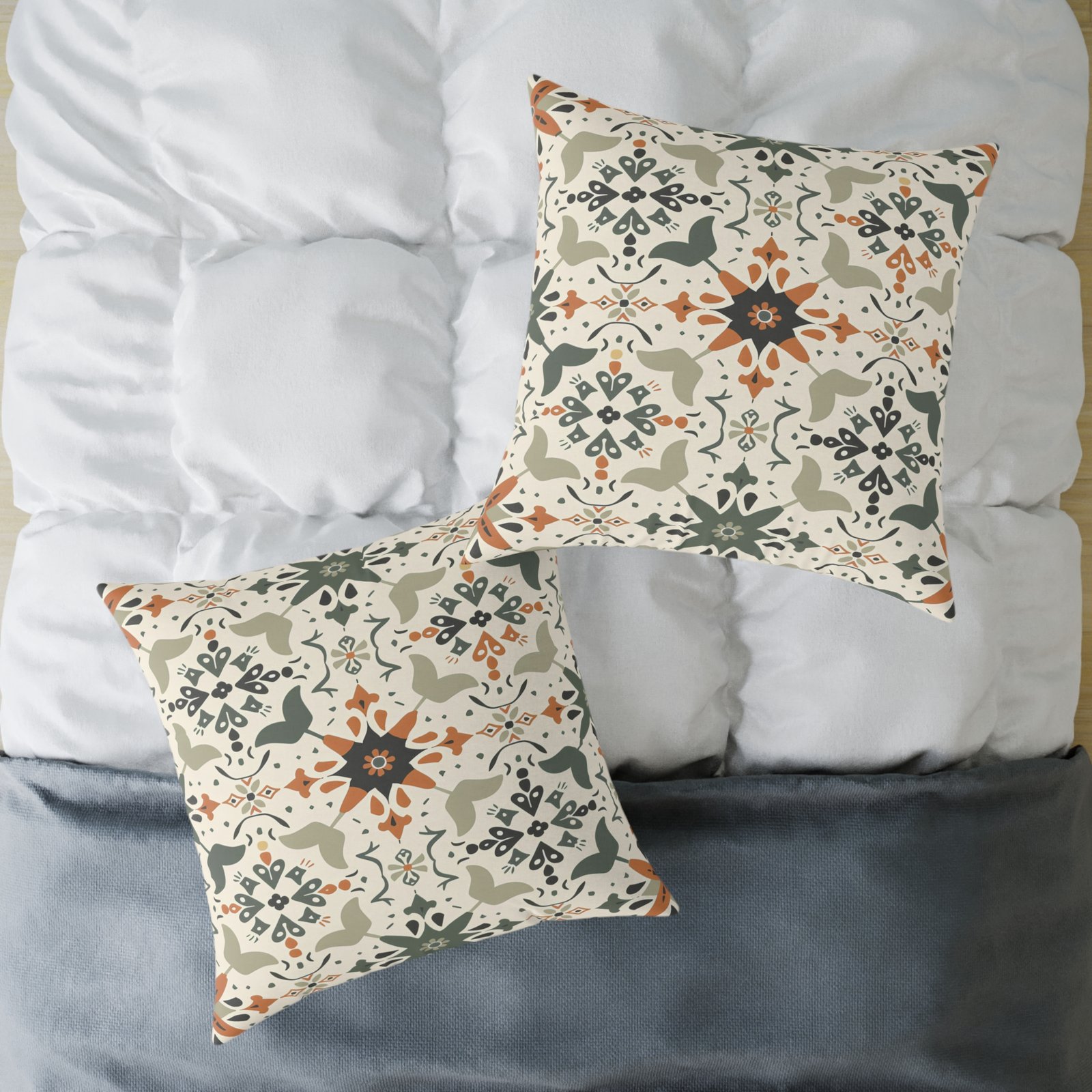 Boho Chic Square Poly Canvas Pillow - Decorative Throw Cushion for Cozy Living Spaces - Image 3