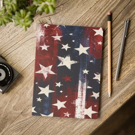 Patriotic Stars Softcover Journal — American Flag Grunge Notebook for Notes & Journaling