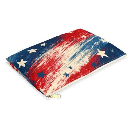 Patriotic Stars Accessory Pouch – Red White Blue Americana Zip Bag