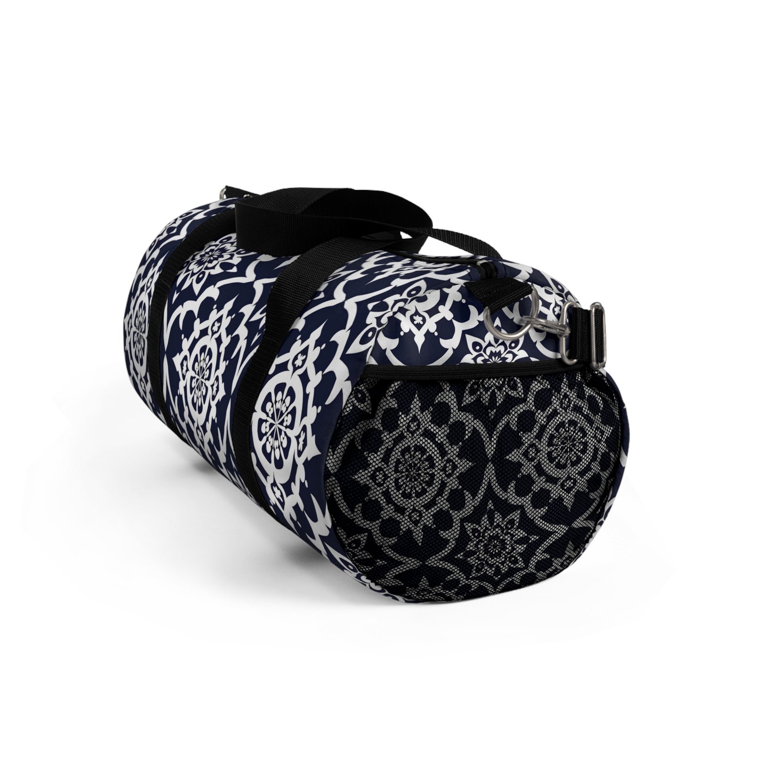 Navy Moroccan Tile Duffel Bag — Stylish Travel Gym Tote - Image 3
