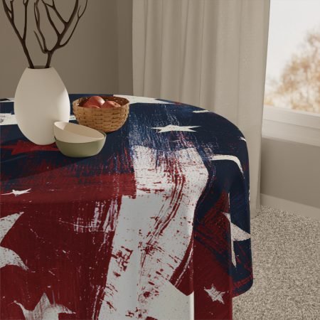 Patriotic Distressed Stars Tablecloth — American Flag Red White Blue Decor for 4th of July & Memorial Day