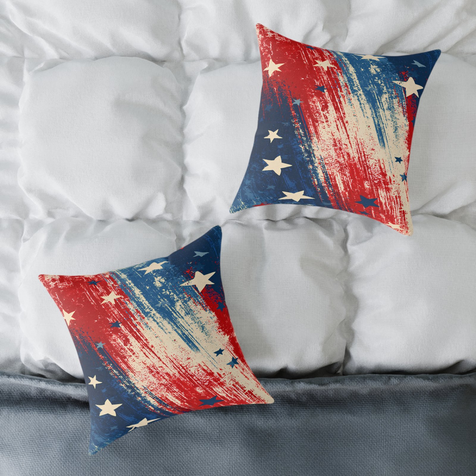 Patriotic Distressed Stars Square Pillow - Image 2