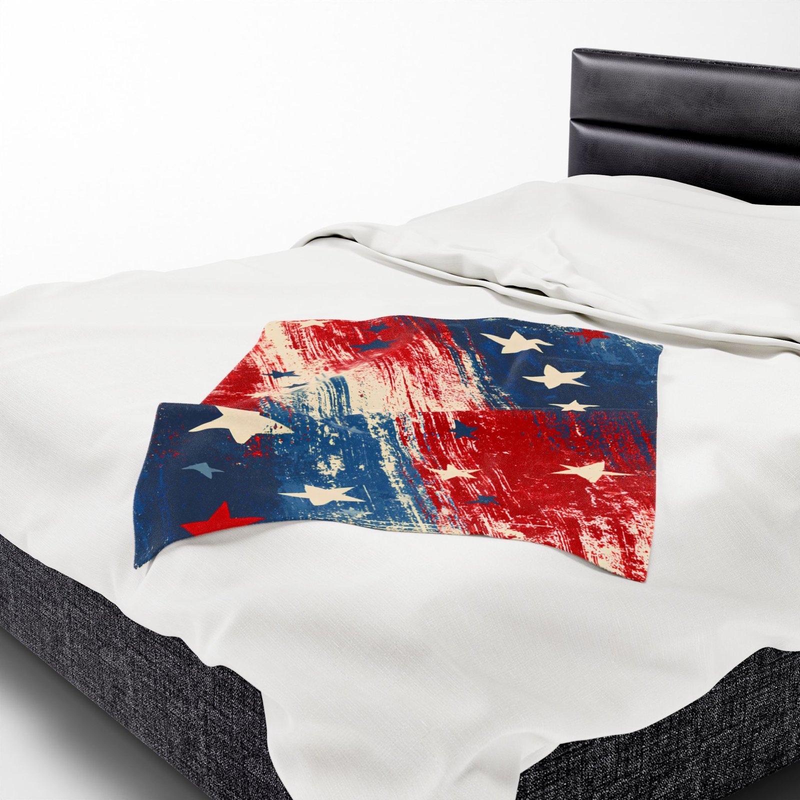 American Flag Velveteen Plush Blanket – Distressed Stars & Stripes Patriotic Throw - Image 4