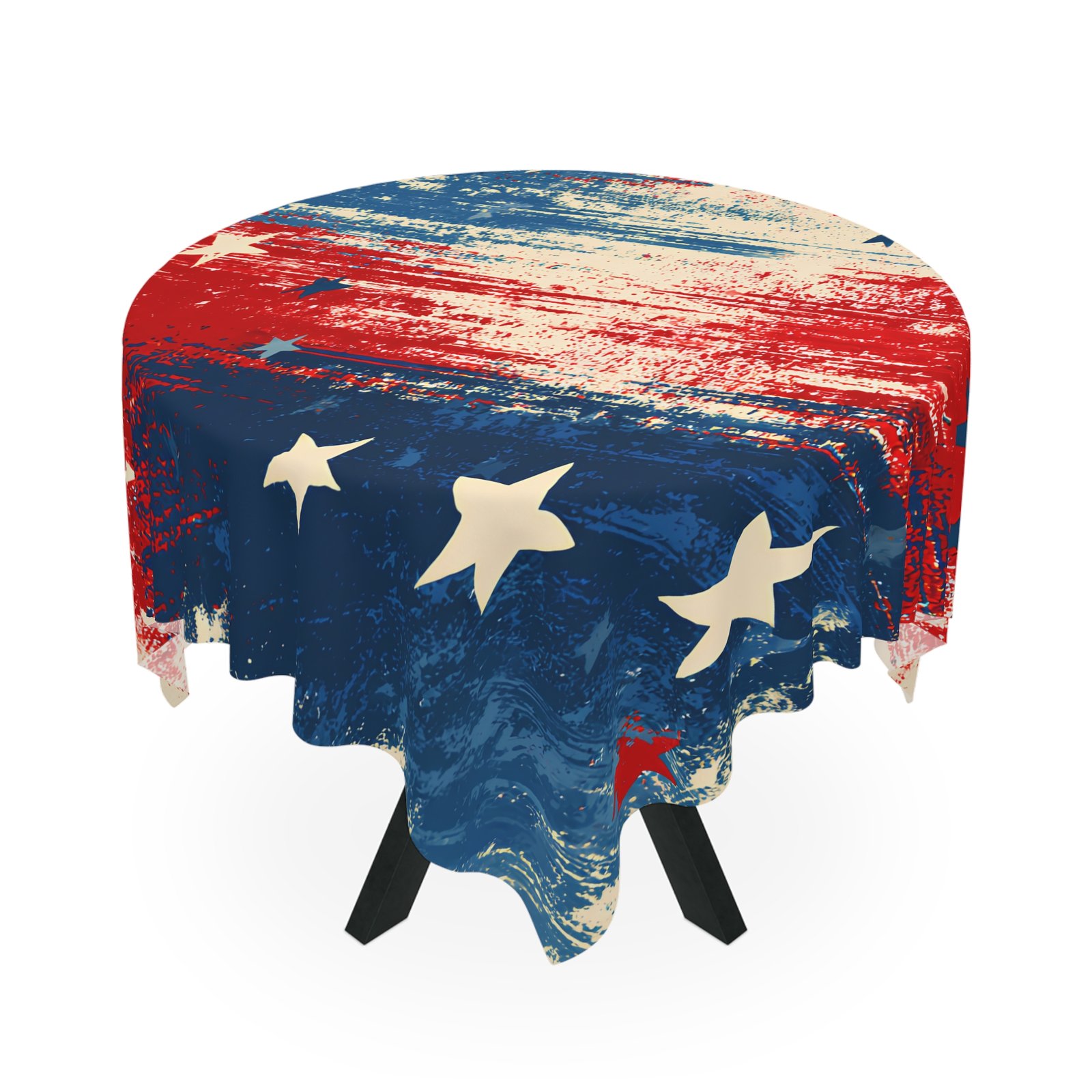 Patriotic Stars Tablecloth — Distressed Red White & Blue Dinner Table Decor for 4th of July - Image 3