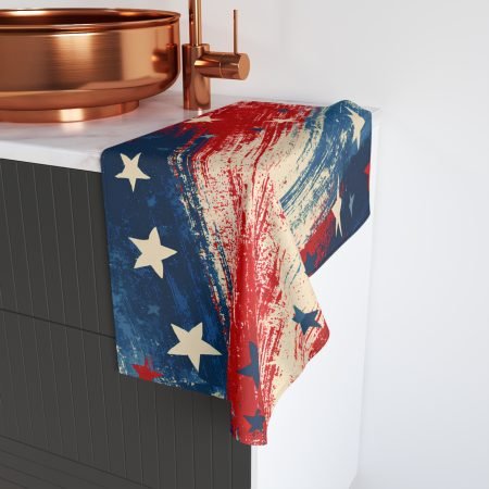 Patriotic Stars Distressed Brushstroke Hand Towel - Americana Fourth of July Decor