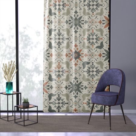 Boho Geometric Window Curtain - Stylish Room Divider with Vintage Flair
