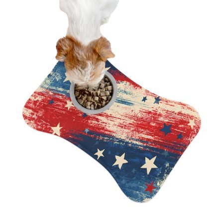 Patriotic Stars Pet Feeding Mat — Red White Blue Placemat for Dogs & Cats