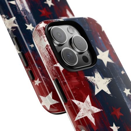 Patriotic Stars Tough Phone Case — Distressed American Flag Design