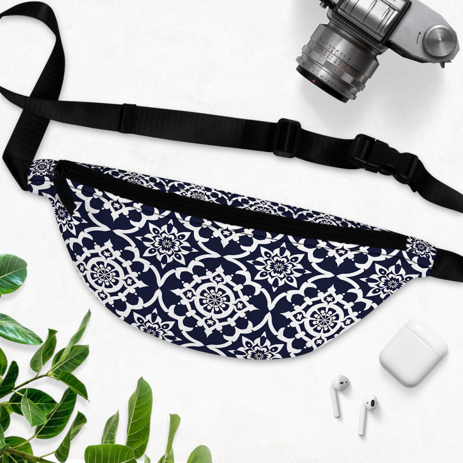 Navy Moroccan Tile Fanny Pack — Boho Festival Waist Bag - Image 3