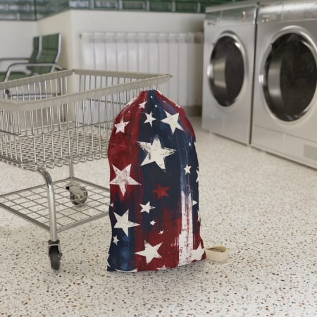 Patriotic Stars Laundry Bag — Red White Blue Canvas Drawstring
