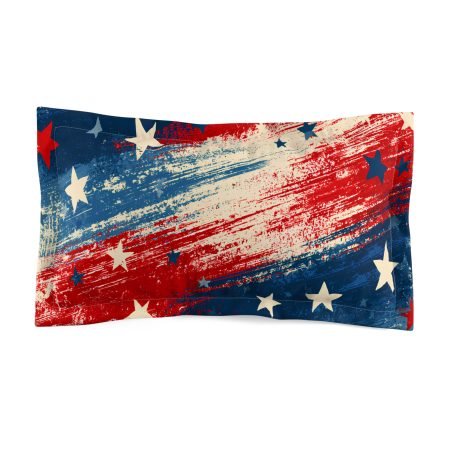 American Flag Brushstroke Microfiber Pillow Sham — Patriotic Stars & Stripes Decorative Pillowcase