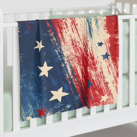 Patriotic Stars Baby Swaddle Blanket — Red White Blue Newborn Wrap