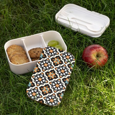 Moroccan Tile Bento Lunch Box – Patterned Ceramic-Inspired Food Container