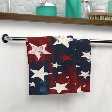 Patriotic Stars Face Towel — Distressed American Flag Design