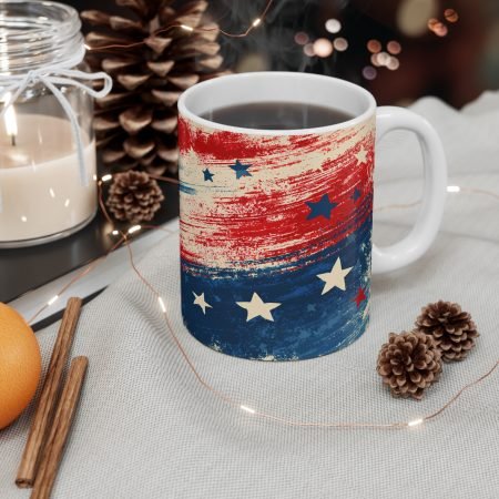 American Flag Stars & Stripes 11oz Coffee Mug — Distressed Patriotic Design