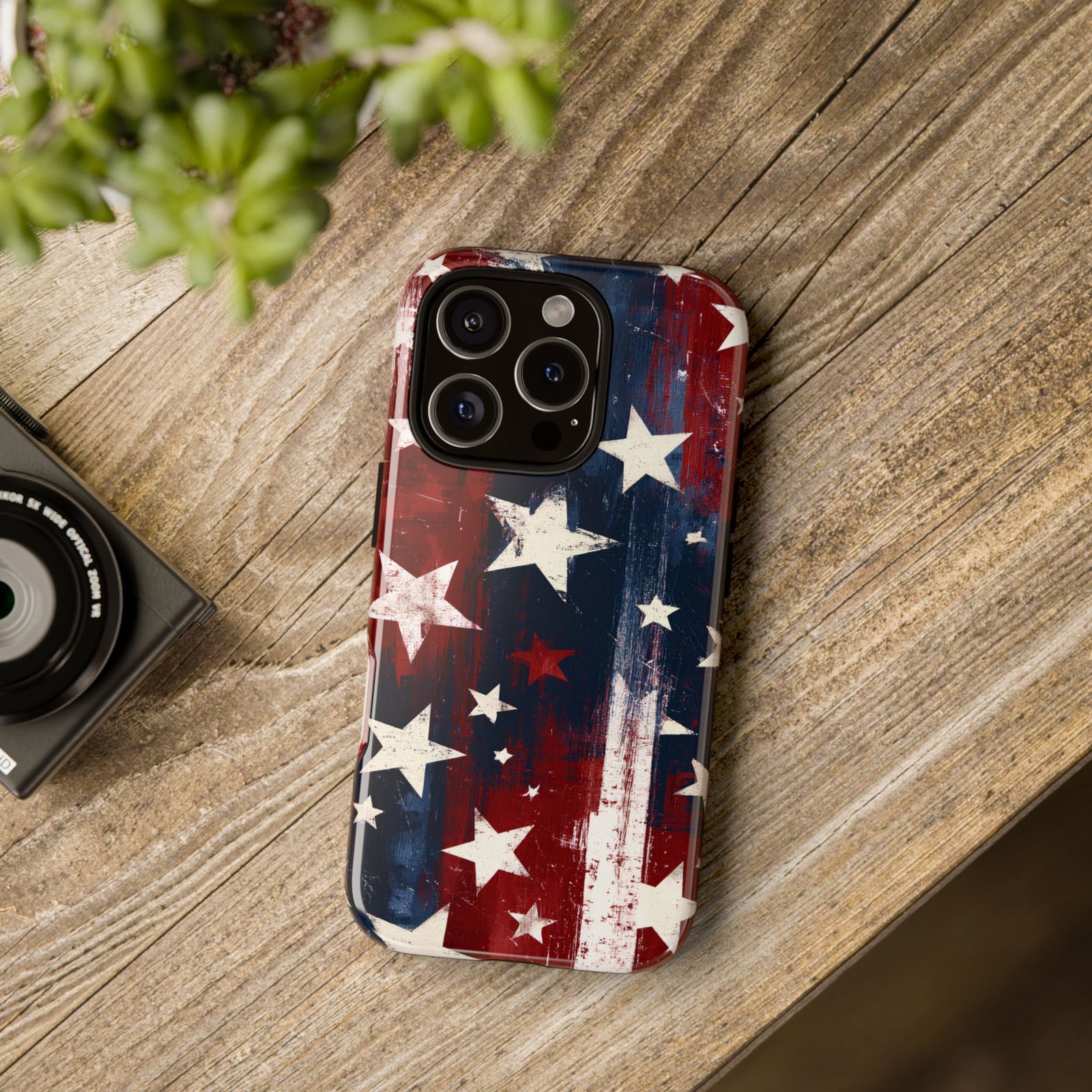 Patriotic Stars Tough Phone Case — Distressed American Flag Design - Image 3