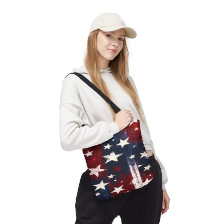 American Flag Stars Tote Bag — Patriotic Distressed AOP Shopper