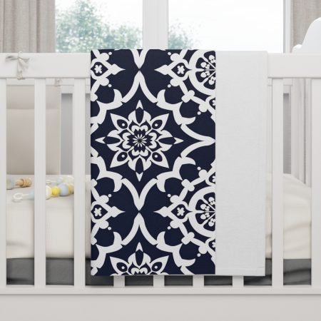 Baby Blanket – Navy Moroccan Tile Fleece Blanket