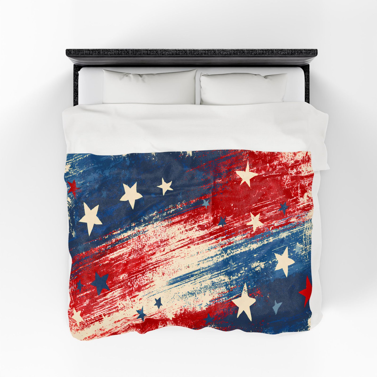 American Flag Velveteen Plush Blanket – Distressed Stars & Stripes Patriotic Throw - Image 3