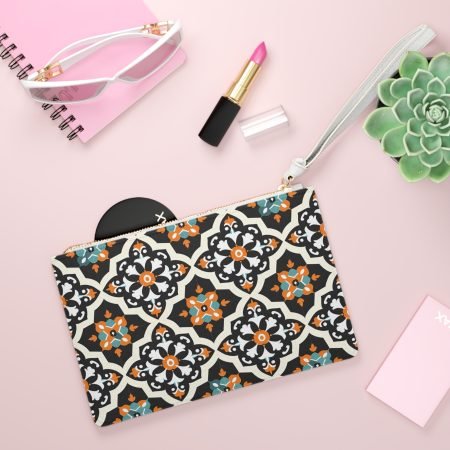 Chic Patterned Clutch Bag with Floral Design