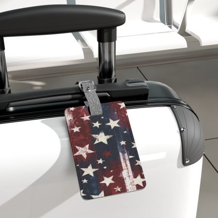 American Flag Stars Luggage Tag — Distressed Patriotic Rectangle Travel ID