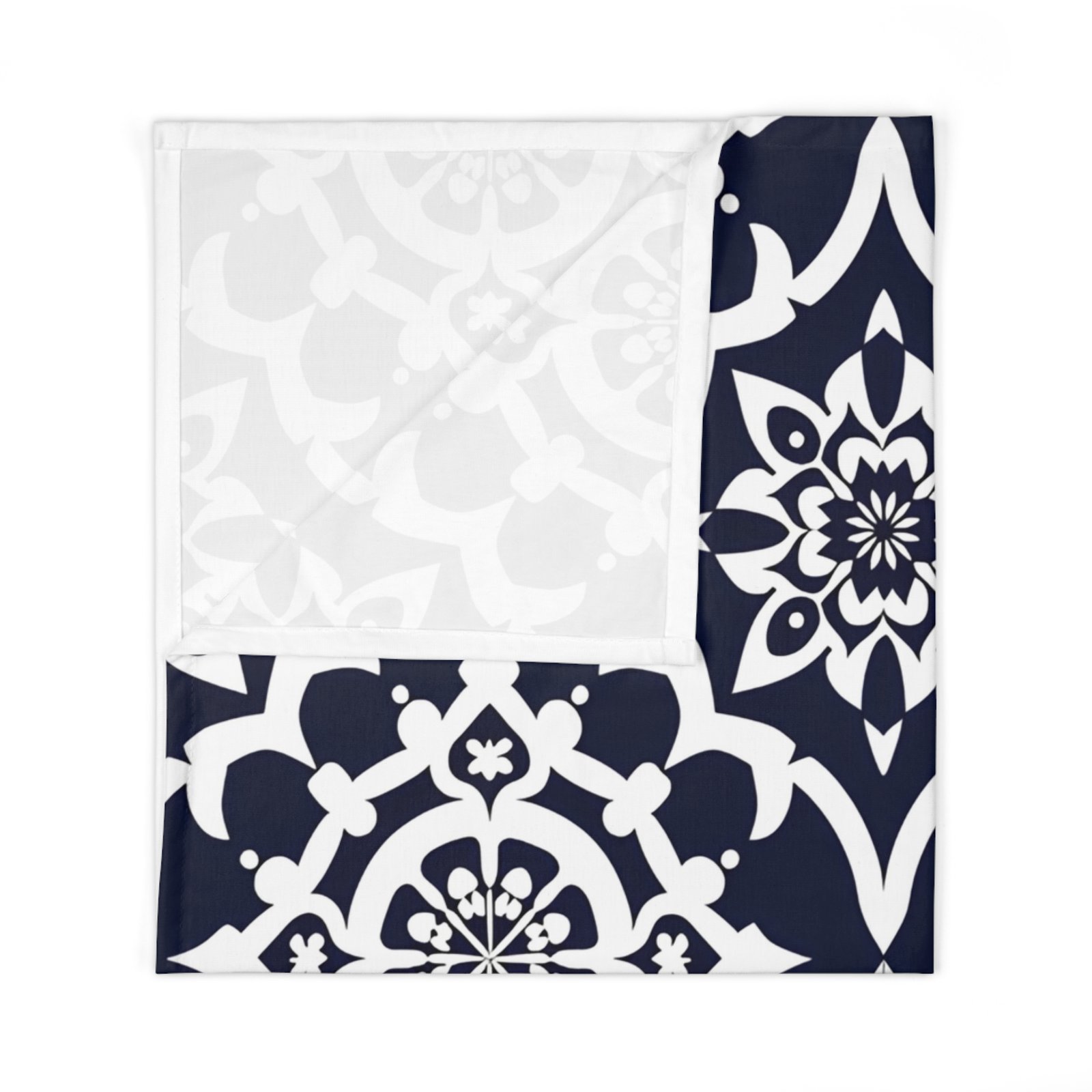 Navy Moroccan Tile Baby Swaddle Blanket — Soft Cotton Swaddle for Newborns - Image 3