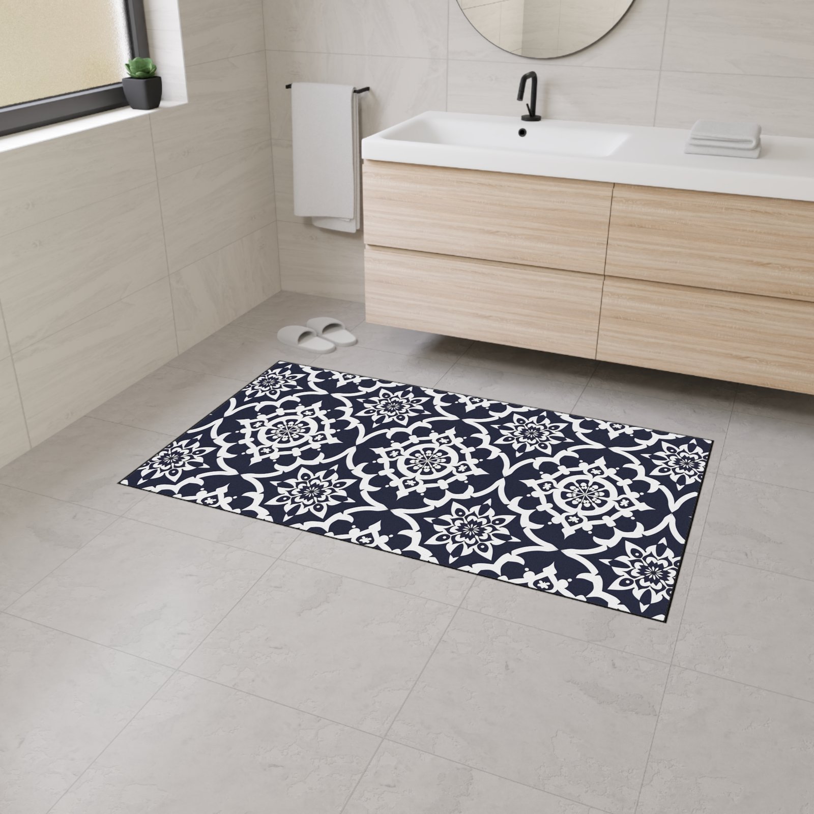 Navy Moroccan Tile Heavy-Duty Floor Mat - Image 2
