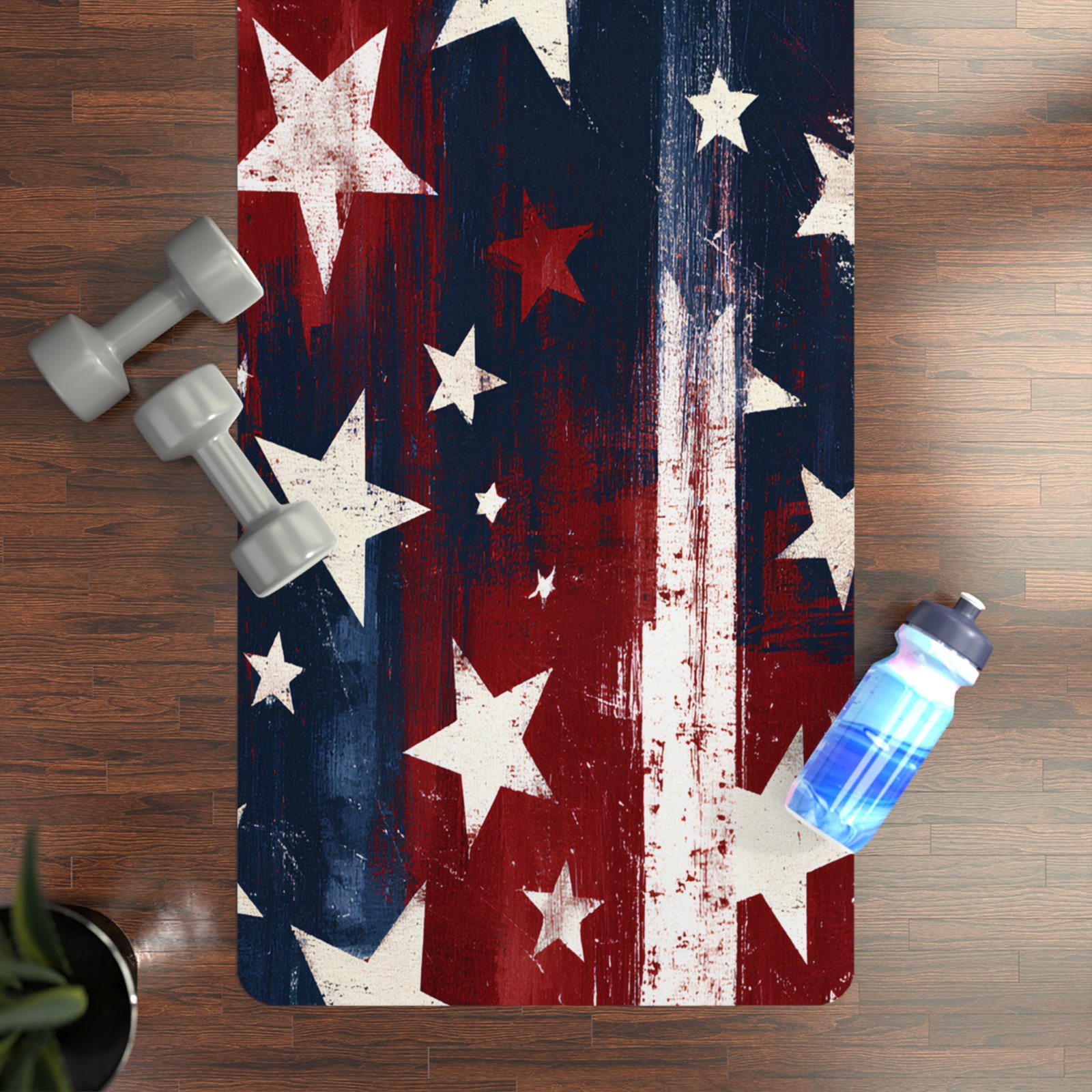 Patriotic Stars Rubber Yoga Mat — Red White & Blue Fitness Mat