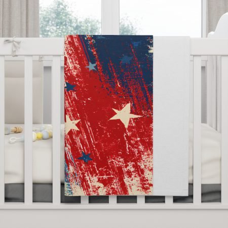 Patriotic Stars Baby Blanket – Vintage American Flag Fleece