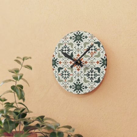 Bohemian Acrylic Wall Clock - Elegant Home Decor with Floral Pattern