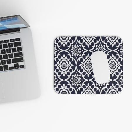 Navy Moroccan Tile Rectangle Mouse Pad