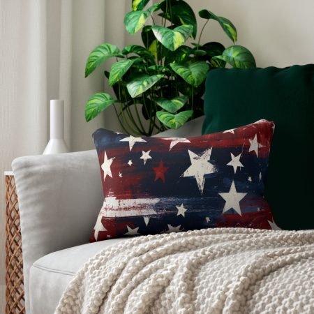 American Flag Stars Lumbar Pillow — Rustic Patriotic Home Décor