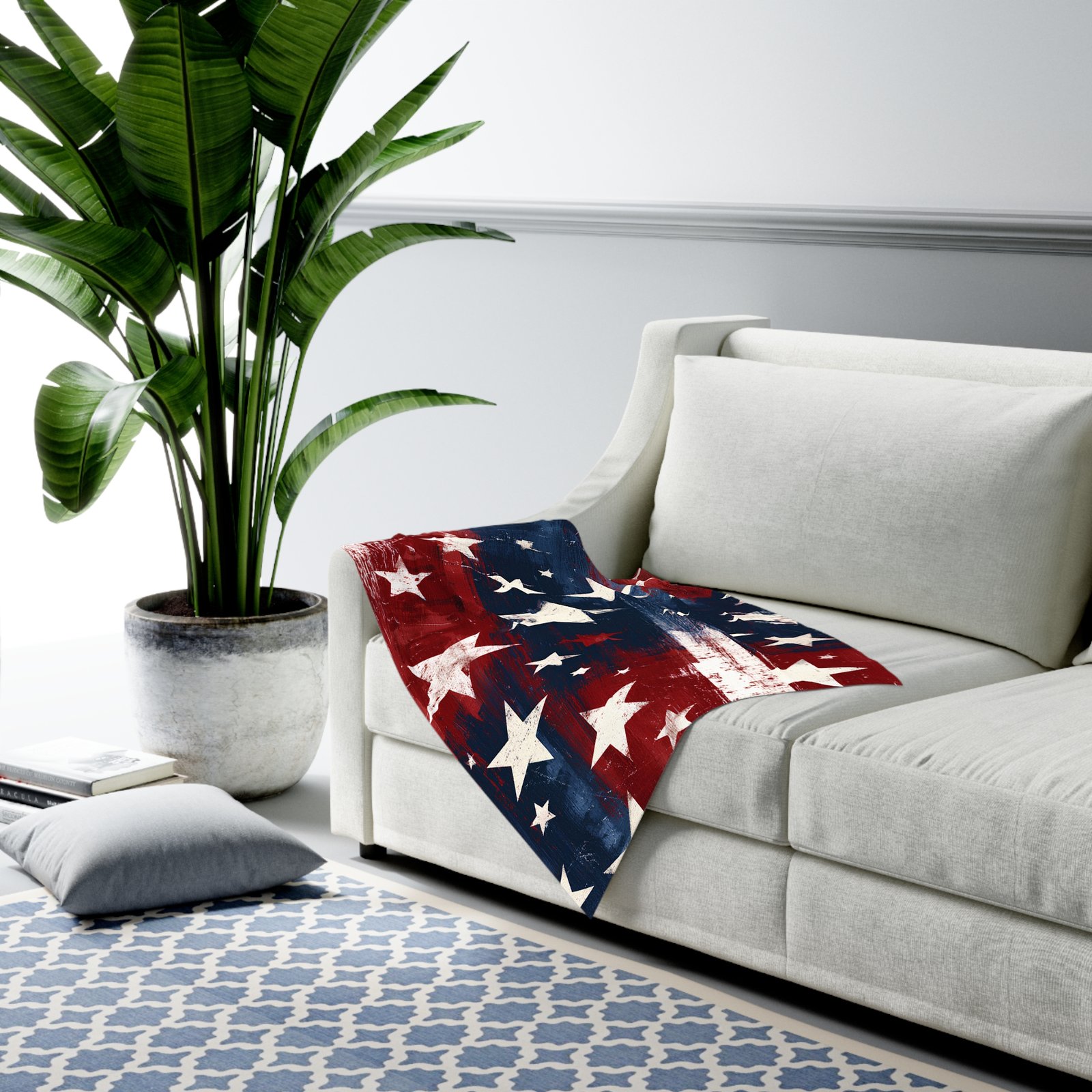 Patriotic Stars Baby Swaddle Blanket – Red White Blue American Flag Nursery Swaddle - Image 2