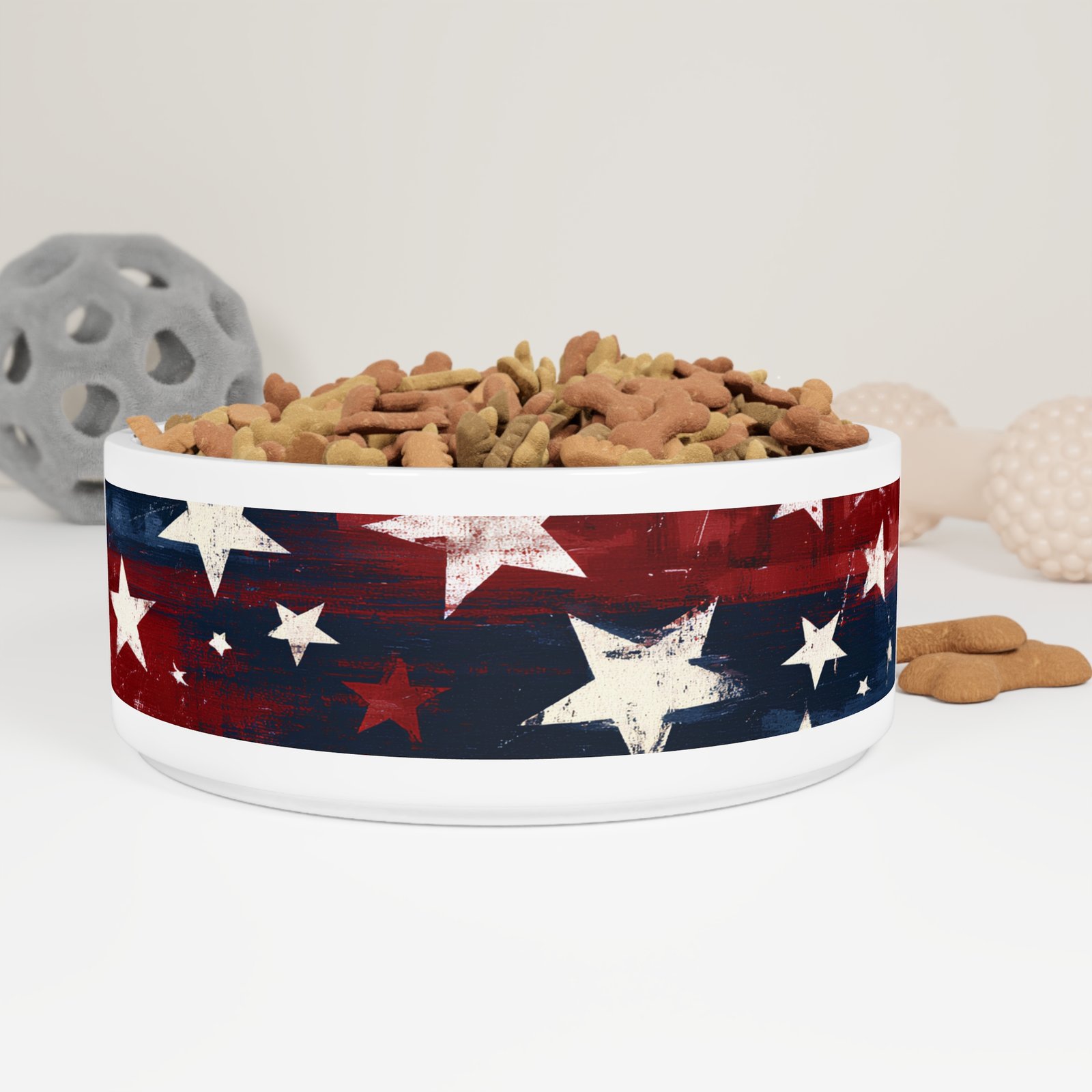 Patriotic Stars Pet Bowl — Red White & Blue Dog/Cat Bowl for 4th of July