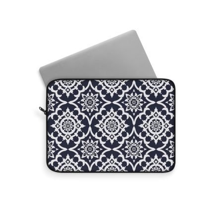 Navy Moroccan Tile Laptop Sleeve — Protective 13" Sleeve with Elegant Geometric Pattern