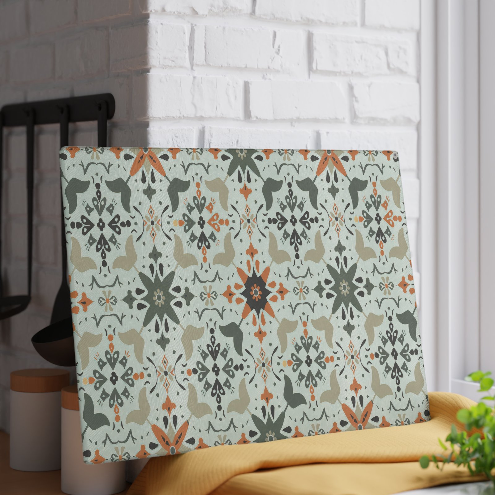 Artistic Glass Cutting Board with Elegant Pattern - Image 3