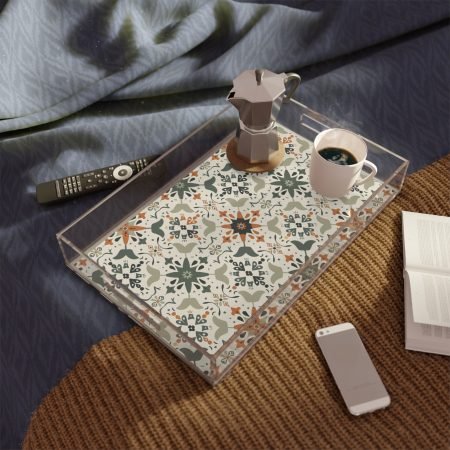 Decorative Acrylic Serving Tray with Floral Pattern - Perfect for Home Entertaining