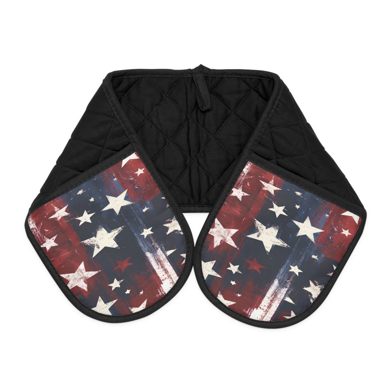 Patriotic Star Oven Mitts - Double-Handled American Flag Pot Holder - Image 3