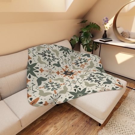 Cozy Tan Sherpa Blanket with Elegant Pattern Design