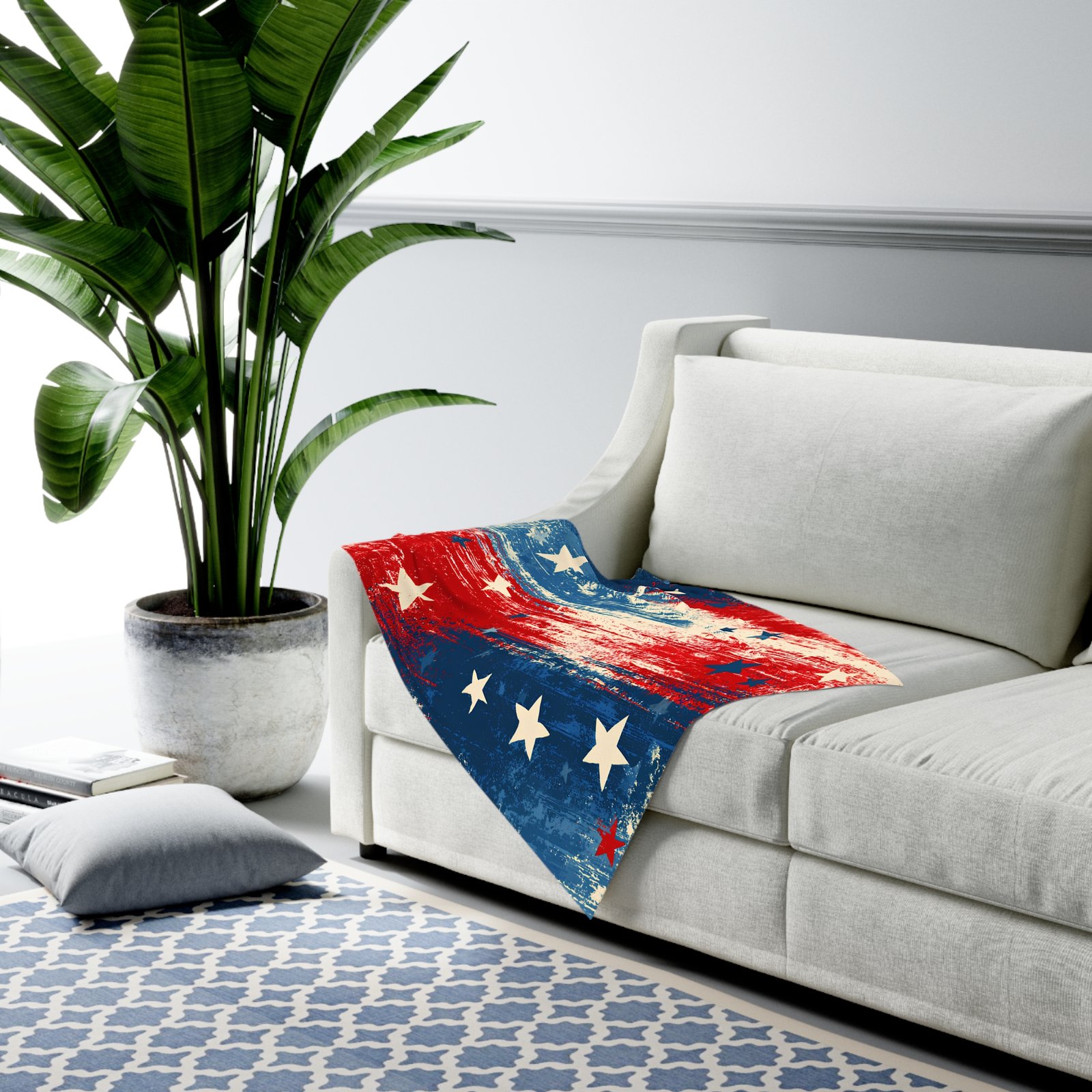 Patriotic Stars Baby Swaddle Blanket — Red White Blue Newborn Wrap - Image 2