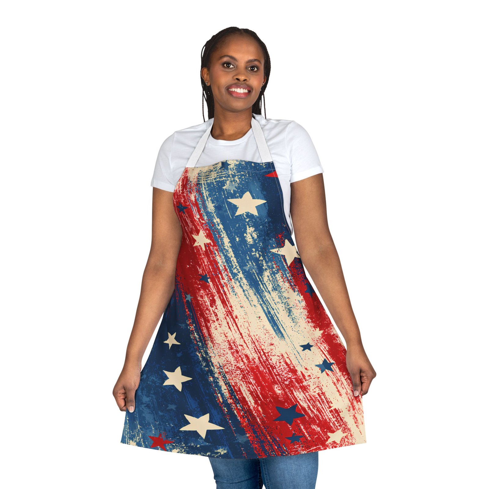 Patriotic Stars & Stripes Apron — Vintage American Flag Kitchen Apron (4th of July, BBQ & Memorial Day)