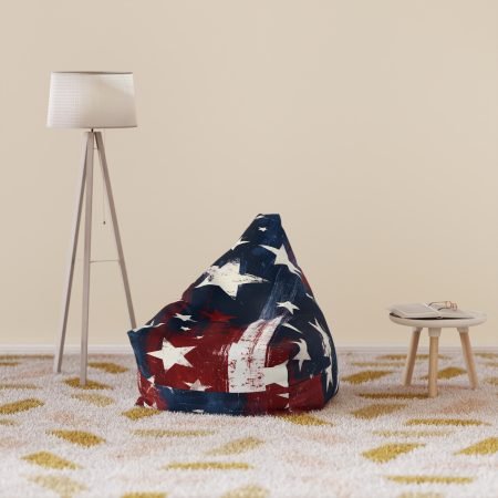 American Flag Stars Bean Bag Chair Cover — Vintage Red White Blue Patriotic Decor