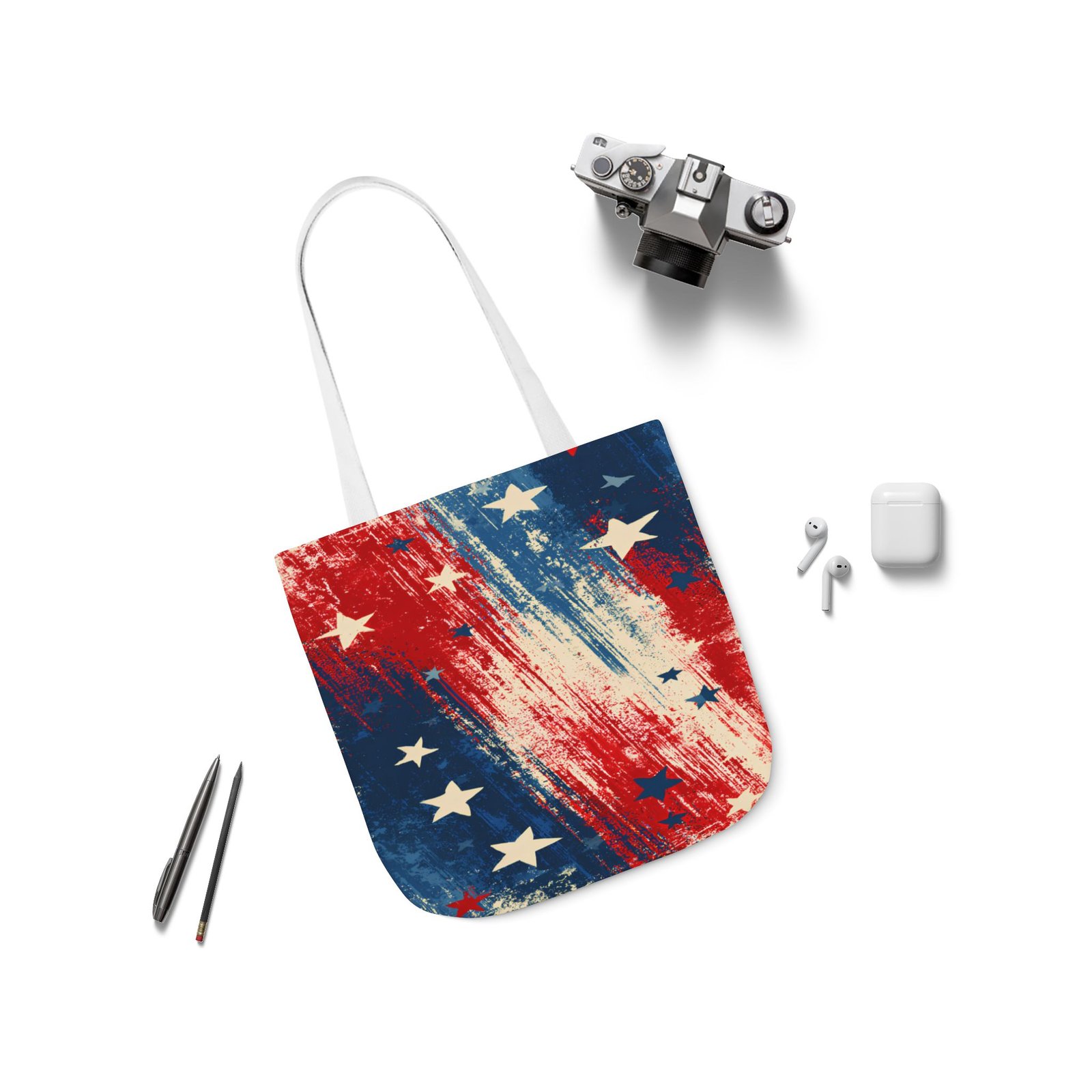 American Flag Grunge Canvas Tote Bag - Image 4