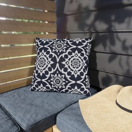 Navy Moroccan Tile Outdoor Pillow